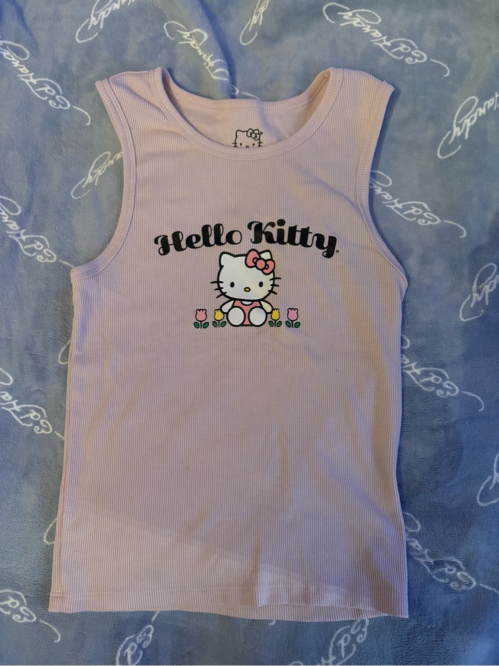 Hello Kitty Light Pink Tank Top with Floral Graphic